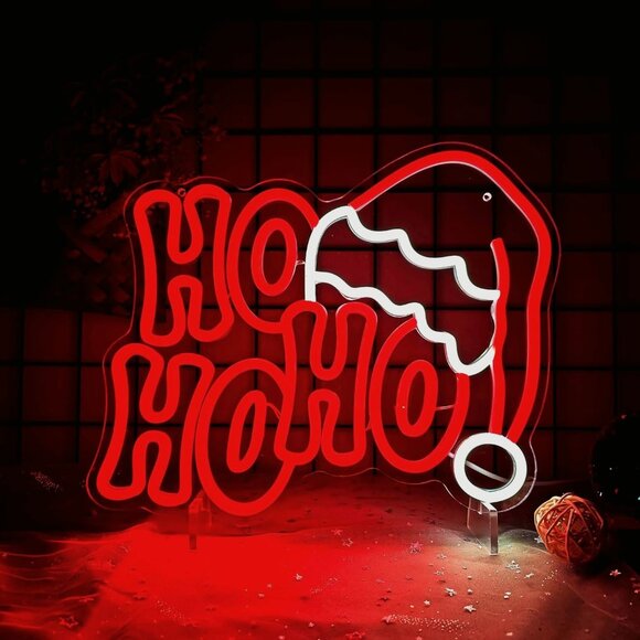 Christmas HOHOHO Neon Sign  Led Candy Dimmable Light Up Sign for Party Kids - Picture 1 of 7